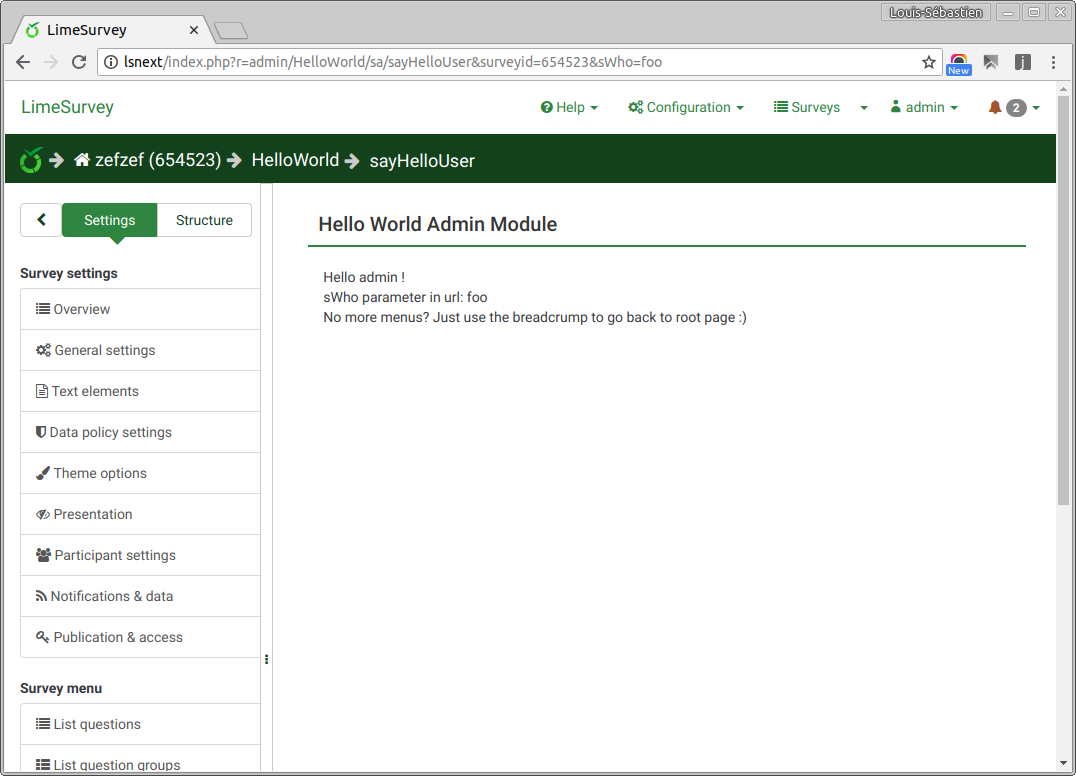Full page HelloWorld Module